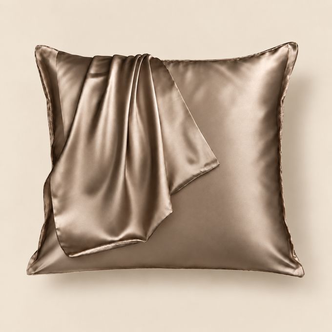 Taie d'oreiller en soie de mûrier 65×65 cm, coloris Café