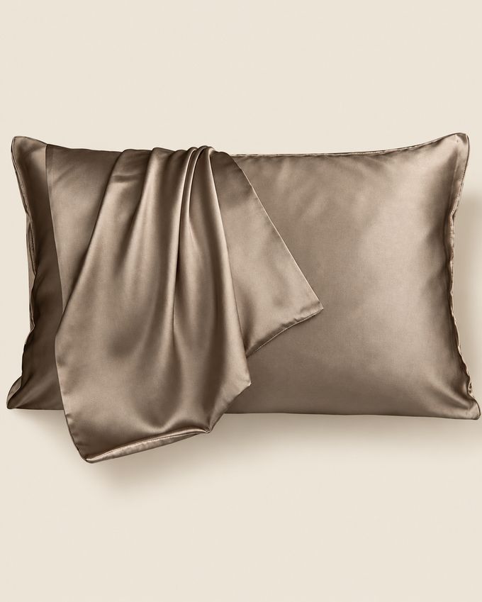 Taie d'oreiller en soie de mûrier 50×70 cm, coloris Café