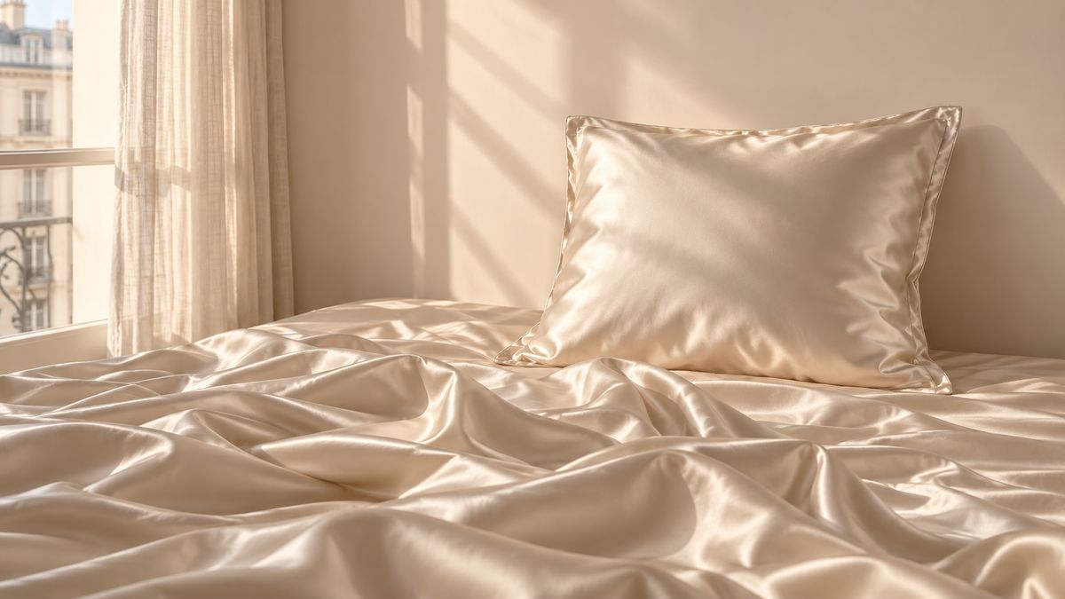 Chambre parisienne, taie en soie coloris Ivoire