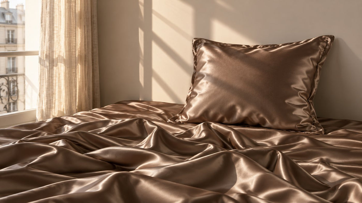 Chambre parisienne, taie en soie coloris Café