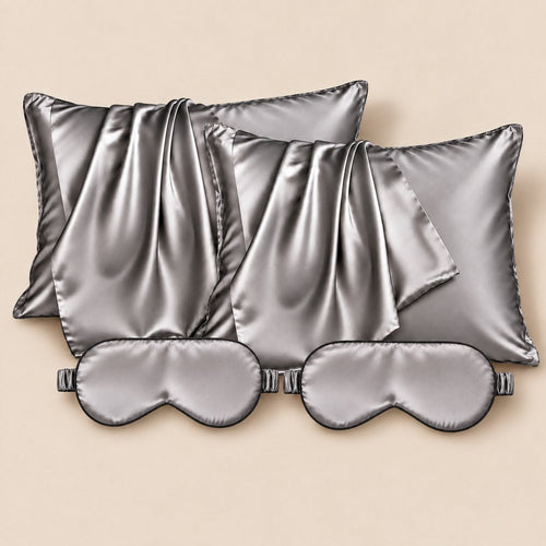 Coffret Double, taies 65×65 cm, coloris Ardoise