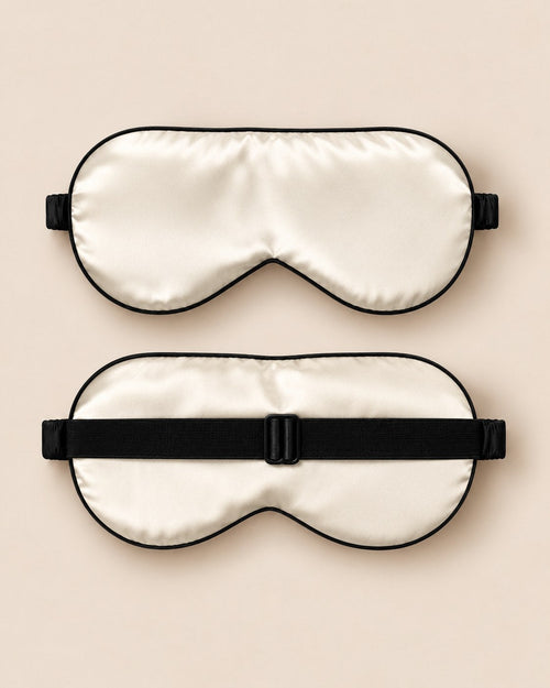 Masque de nuit Ivoire, face et dos avec la sangle réglable